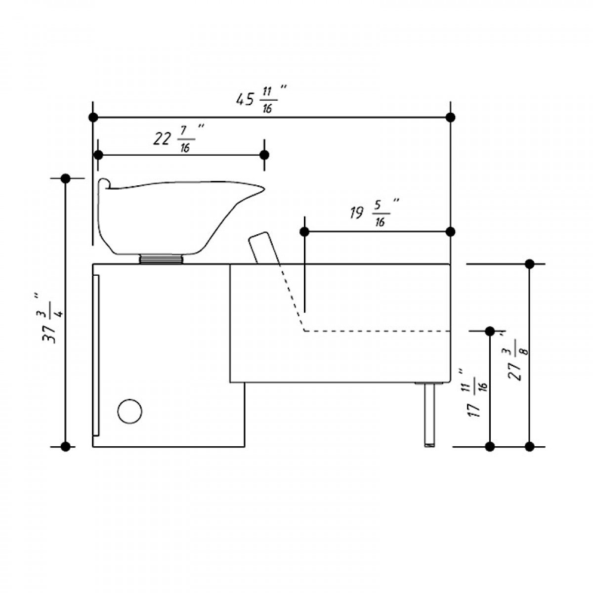 "AMSTERDAM" Grey Shampoo Backwash System, Grey Shampoo Unit, Grey