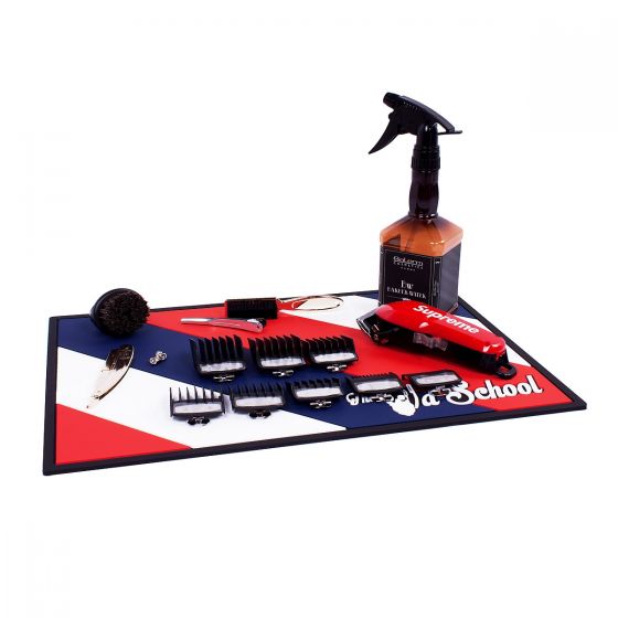 BBM-03 Barber Station Mat - Red, White & Blue, Barber Equipment, Barber Supplies