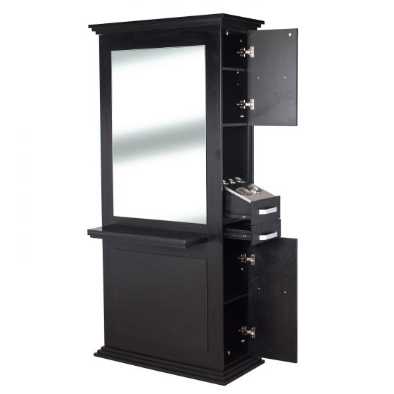 "SIENA" Single Sided Salon Station in Matte Black, Single Sided Styling Station, Single Sided Salon Mirror