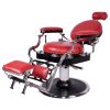 "ZENO" Antique Barbershop Chair in Cardinal Red 