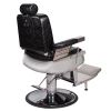 "CONSTANTINE" Barber Chair in Patent Black Crocodile, Barber Shop Furniture, Barber Shop Equipment