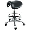 "HERMES" Saddle Salon Stool with Cast Alloy Base & Footrest Ring