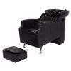 LOS ANGELES Salon Equipment ISLAND cognac salon wash furniture with white ceramic bowl and matching footrest ottoman