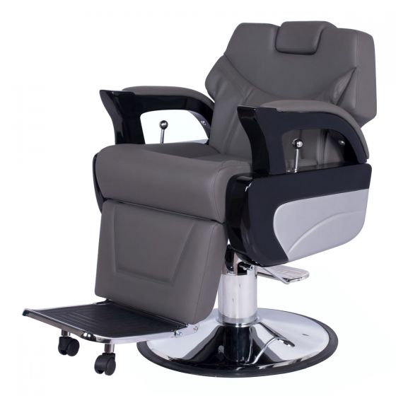 "AUGUSTO" Heavy Duty Barber Chair in Grey, Grey Barber Chairs, Grey Barbershop Chairs