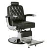 BARON heavy duty barber chair with matte black arms, white side accents, quilted black upholstery and extra large 26.6 inch chrome round base