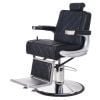 BORGHESE black quilted barber chair with silver arms