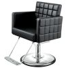 MOSAIC salon styling chair with quilted square panels and boxy arms,