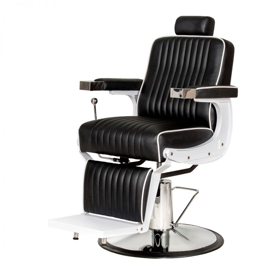 "KNIGHT" Modern Barber Chair with White Arms