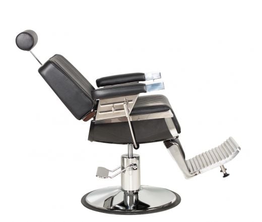 TITAN BLACK barber chair reclined position with adjustable headrest