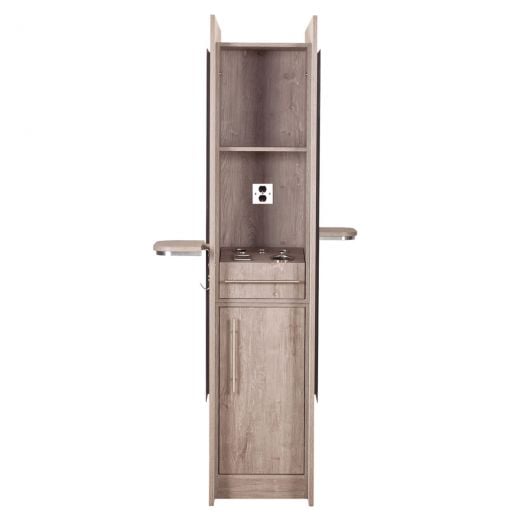 "BURANO" Double Sided Styling Station in Grey Oak, double sided salon mirror