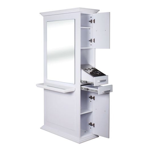 "SIENA" Double Sided Salon Station in White, Salon Hair Station