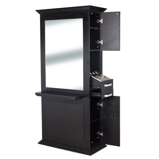 "SIENA" Single Sided Salon Station in Matte Black, Single Sided Styling Station, Single Sided Salon Mirror
