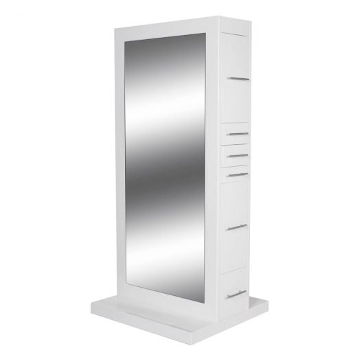"TAHITI" Double Sided Salon Styling Station, White Salon Stations, White Salon Furniture