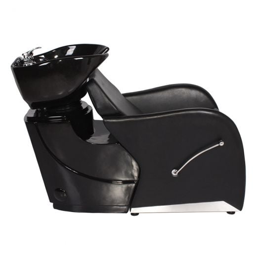 ODESSA (G-002) shampoo backwash unit with semi-reclining chair, adjustable tilting bowl, fiberglass base, and full fixture set included