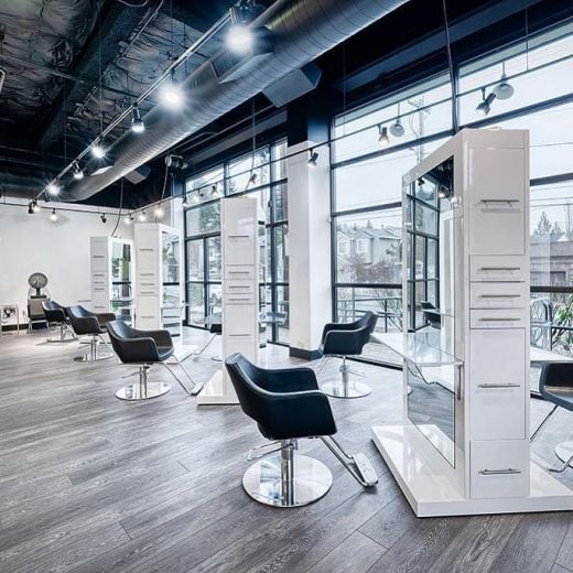 "TAHITI" Double Sided Salon Styling Station, White Salon Stations, White Salon Furniture