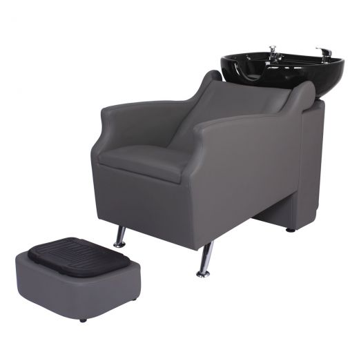 "ISLAND" Backwash Shampoo Unit in Grey, Grey Shampoo Bowl, Grey Shampoo Chair