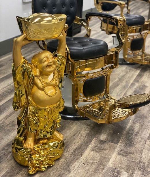 "THEODORE" Golden Barber Chair - "THEODORE" Golden Barber Shop Chair, "THEODORE" Barbering Chairs in Gold Color