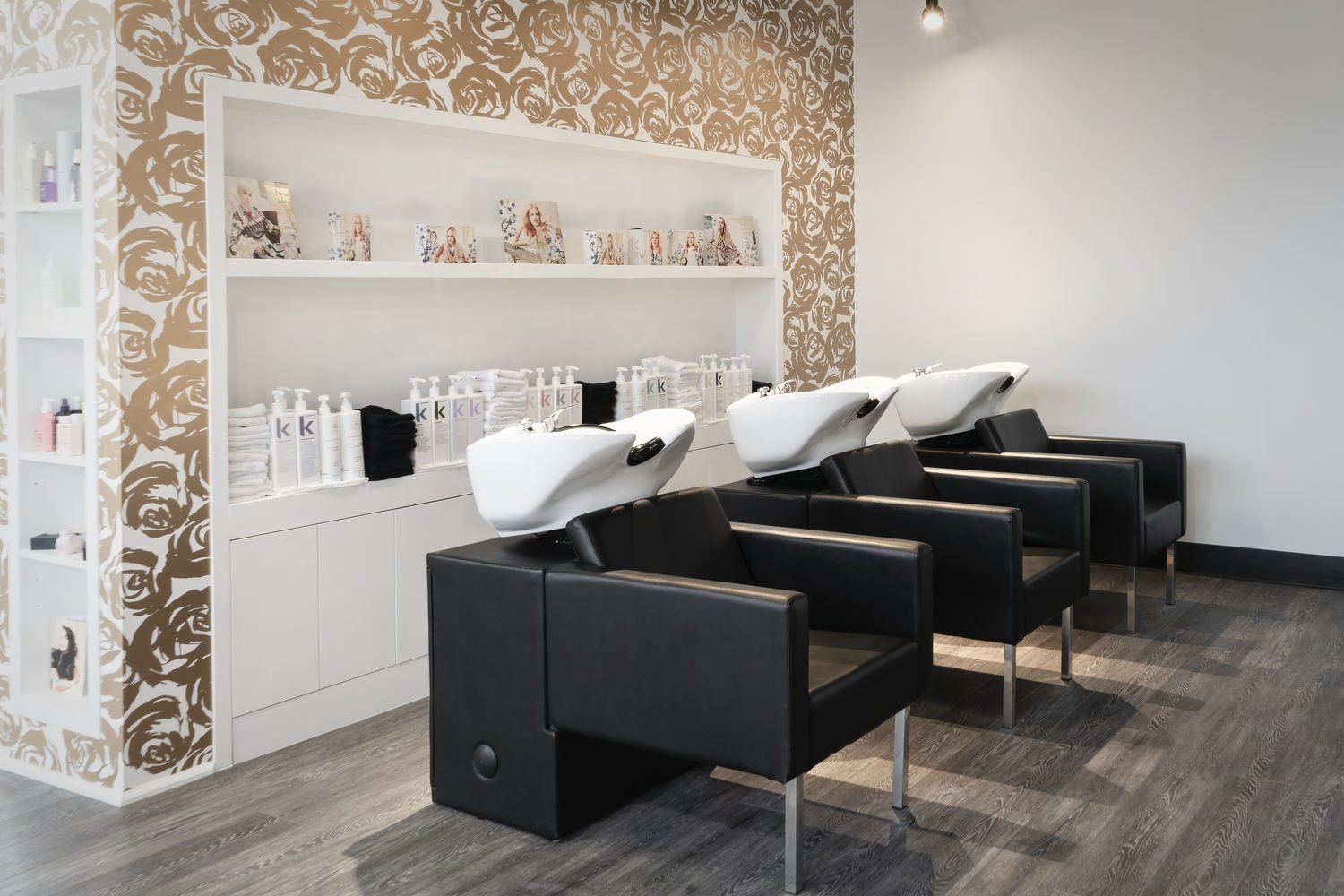 salon shampoo bowls, shampoo chairs, shampoo sinks, shampoo stations, shampoo backwash units, shampoo area equipment